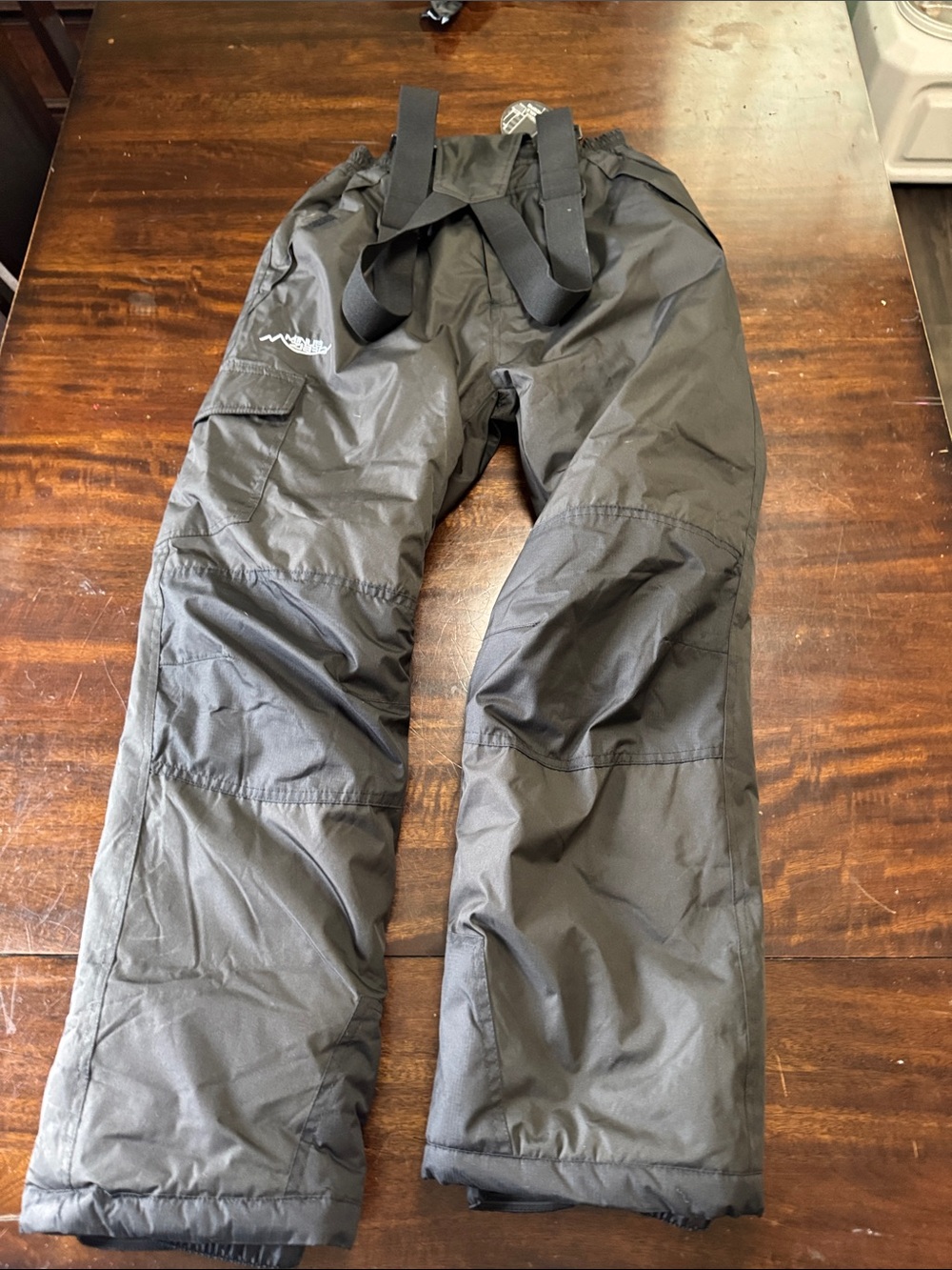 Men's Black Insulated Snow Pants with Suspenders